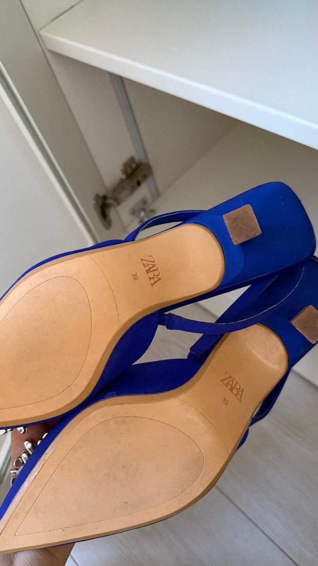 Mavi Taşlı İnce Topuklu Kadın Abiye Ayakkabı - Görsel 2