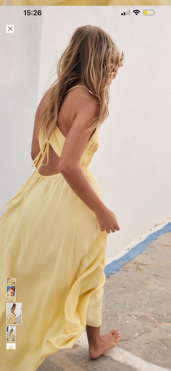 Sarı askılı uzun elbise - Görsel 4