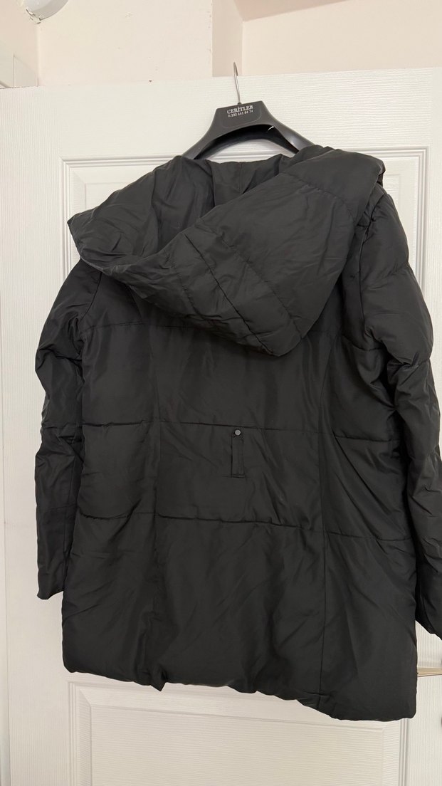 Siyah Kadın Midi Kışlık Mont - Görsel 4