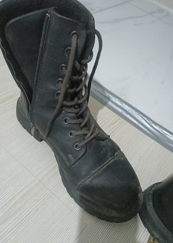 Siyah Deri erkek postal bot - Görsel 7