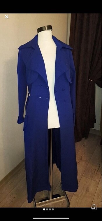 Saks mavisi tunik ceket