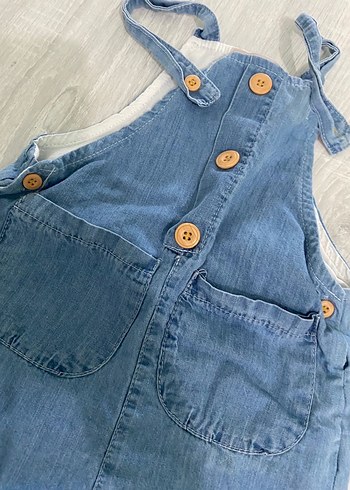 Düğmeli Mavi Kot Erkek Çocuk Salopet - Görsel 2