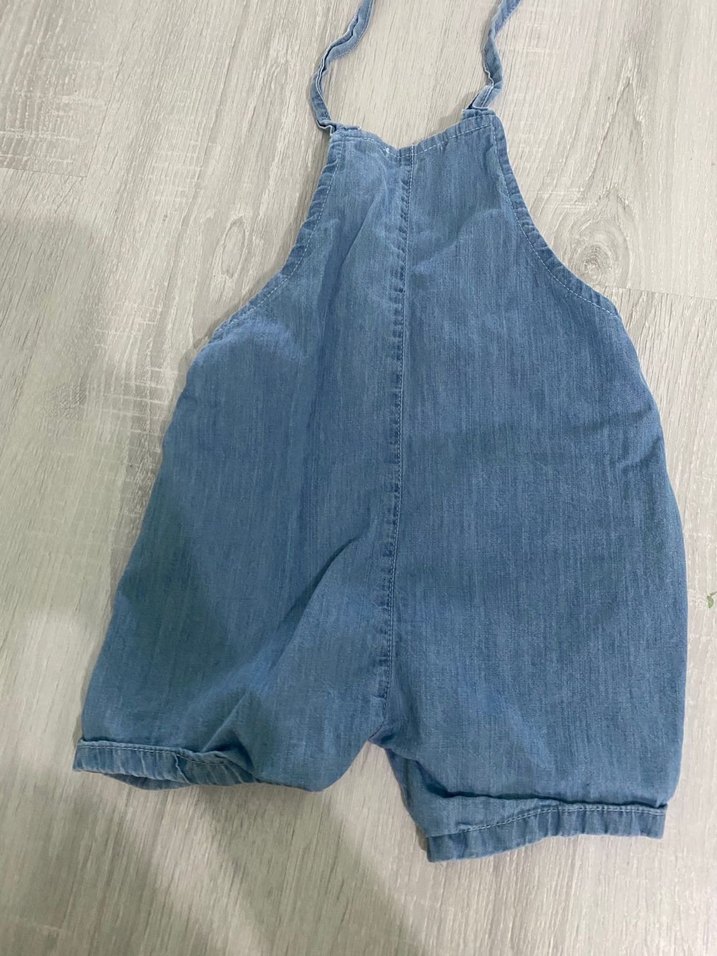 Düğmeli Mavi Kot Erkek Çocuk Salopet - Görsel 3