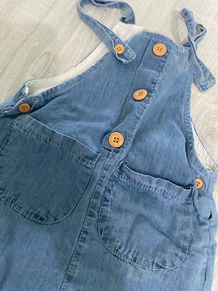 Düğmeli Mavi Kot Erkek Çocuk Salopet - Görsel 2