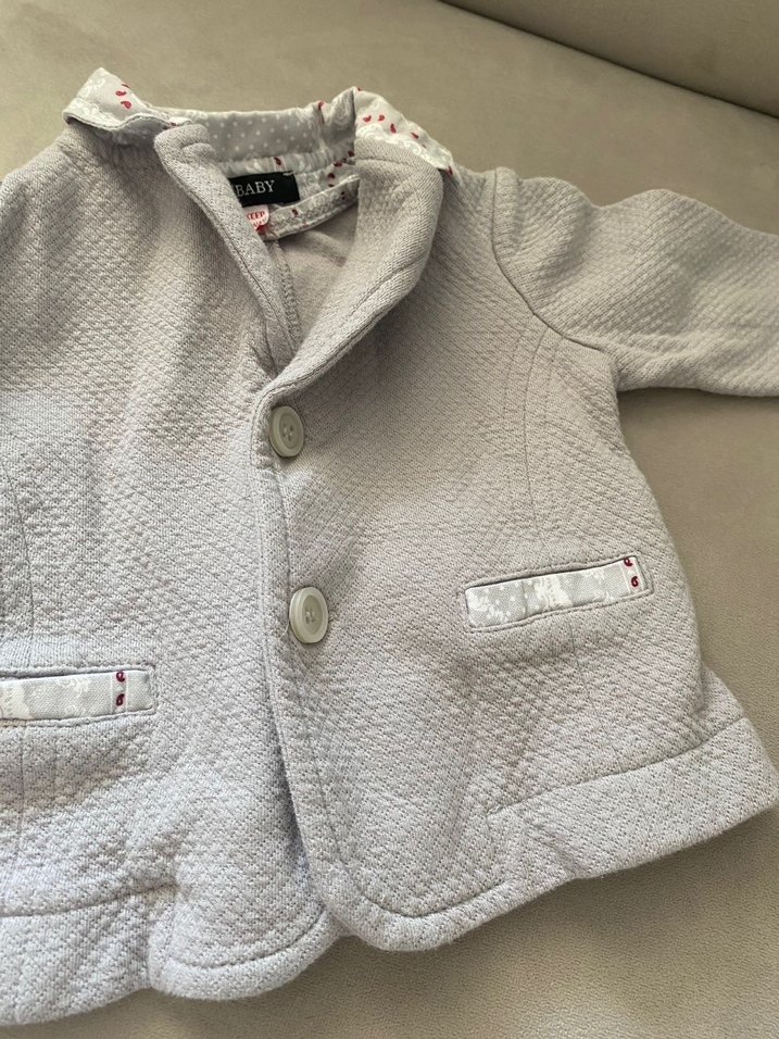 Düğmeli Gri Erkek Çocuk Keten Ceket - Görsel 2