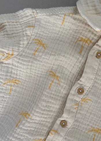 Kısa Kollu Erkek Keten Gömlek - Görsel 3