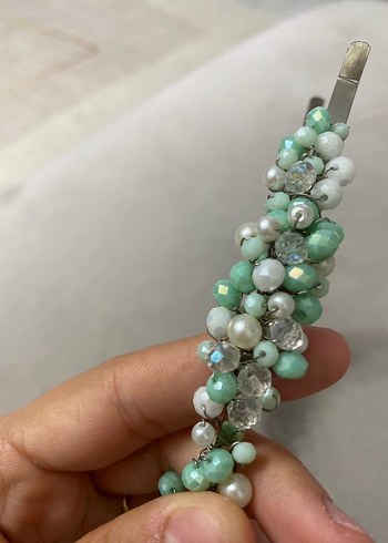 Boncuklu Turkuaz Bohem Saç tacı - Görsel 4