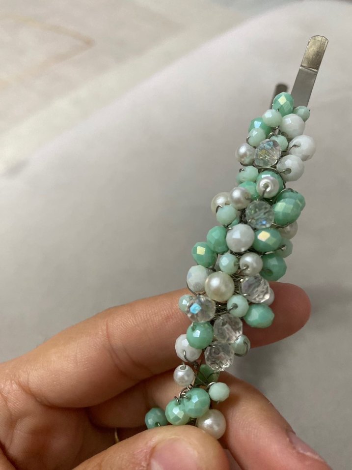 Boncuklu Turkuaz Bohem Saç tacı - Görsel 4