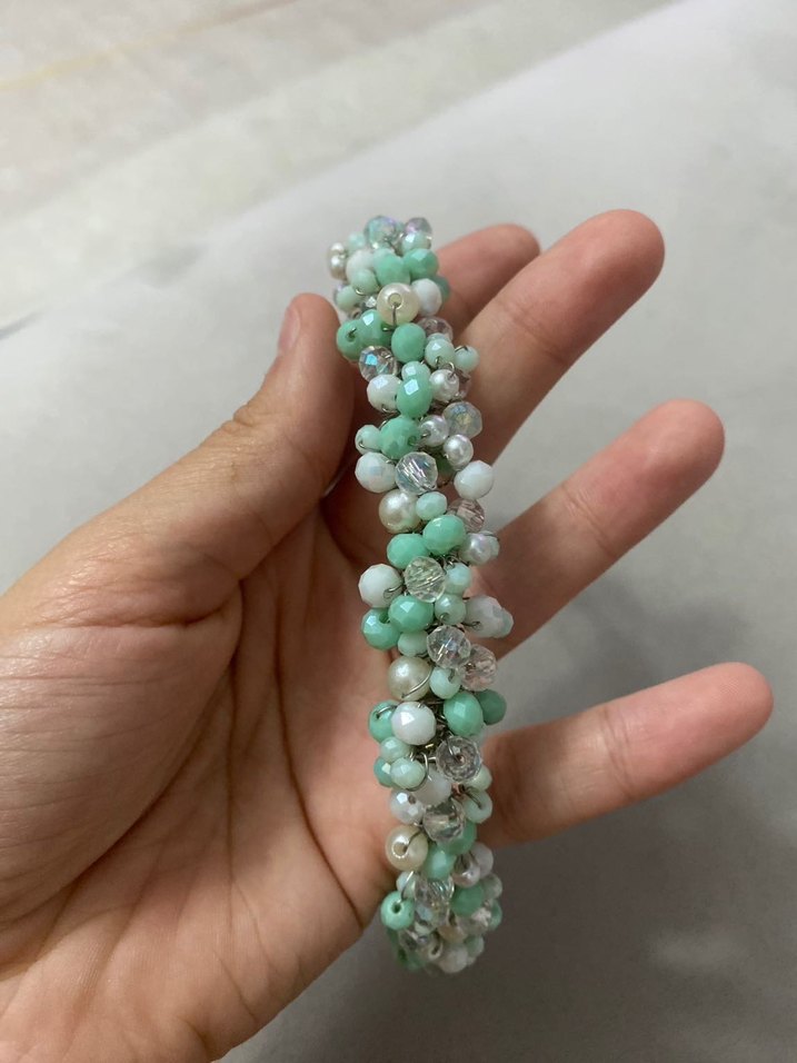 Boncuklu Turkuaz Bohem Saç tacı - Görsel 3