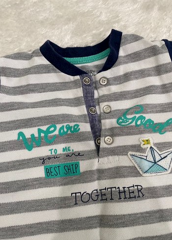 Düğmeli Kısa Kollu Bebek Tulum Gri - Görsel 2