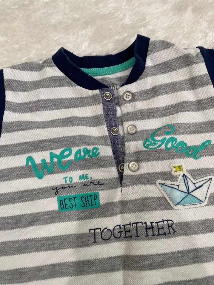 Düğmeli Kısa Kollu Bebek Tulum Gri - Görsel 2