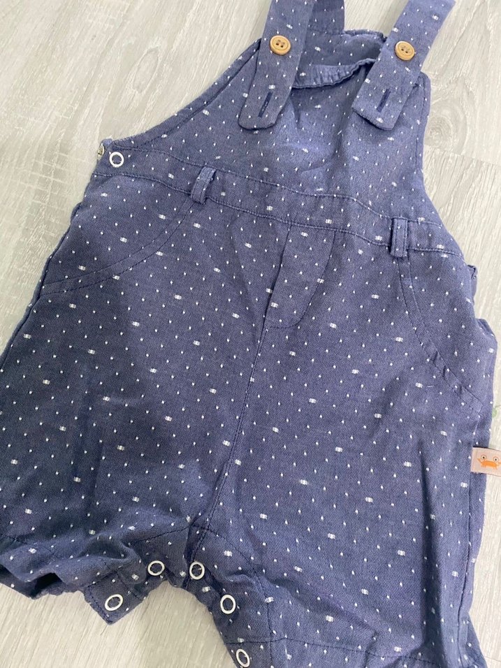 Erkek Bebek Mavi Düğmeli Kot salopet - Görsel 3