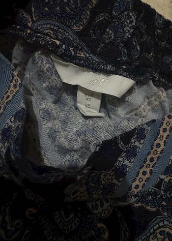 H&M Bohem Desenli Lacivert Uzun Etek