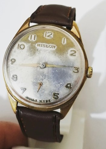 Beden altın Renk Altın Renk Vintage Hislon Erkek Saati