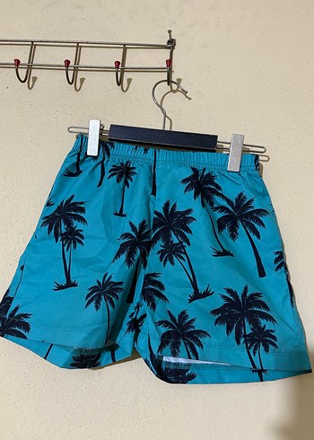 Erkek Çocuk Mavi Palmiye Desenli Deniz Şortu - Görsel 3