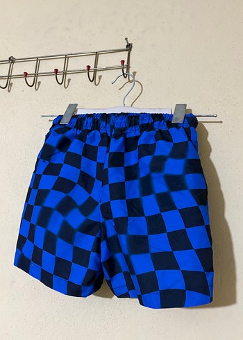 Çocuk Mavi Kareli Deniz Şortu - Görsel 3