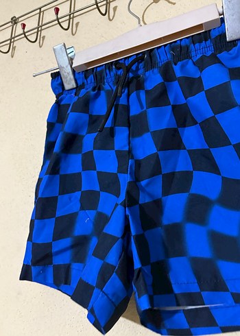 Çocuk Mavi Kareli Deniz Şortu - Görsel 2