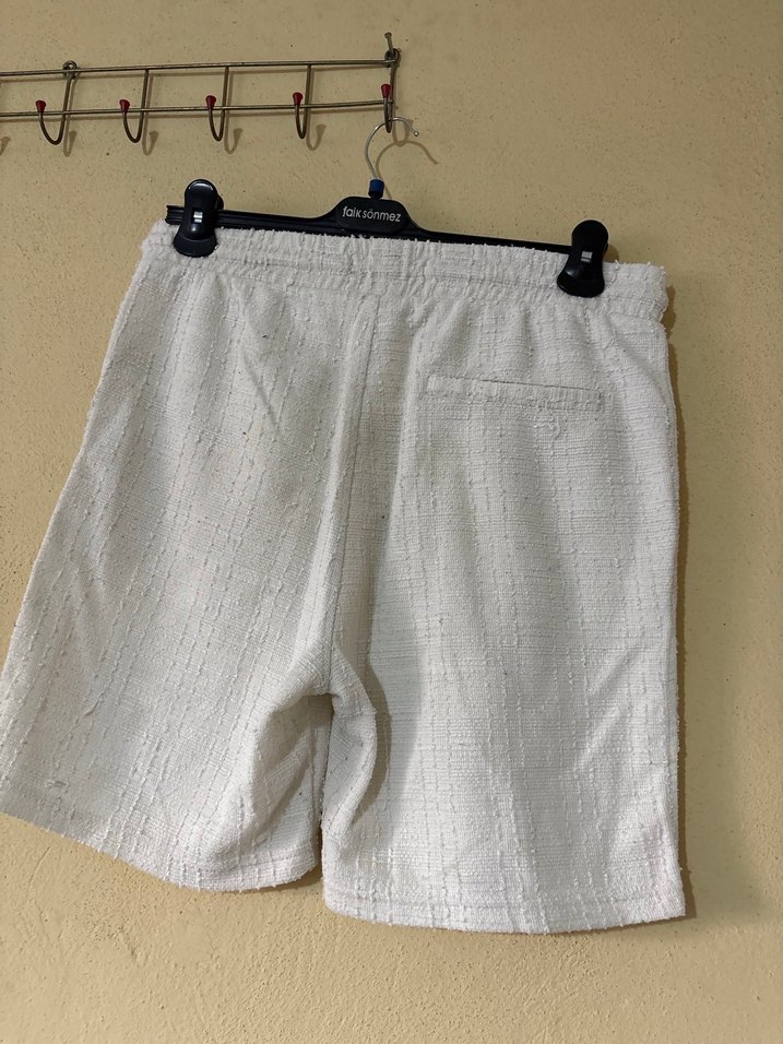 Beyaz Keten Mini Şort - Görsel 5