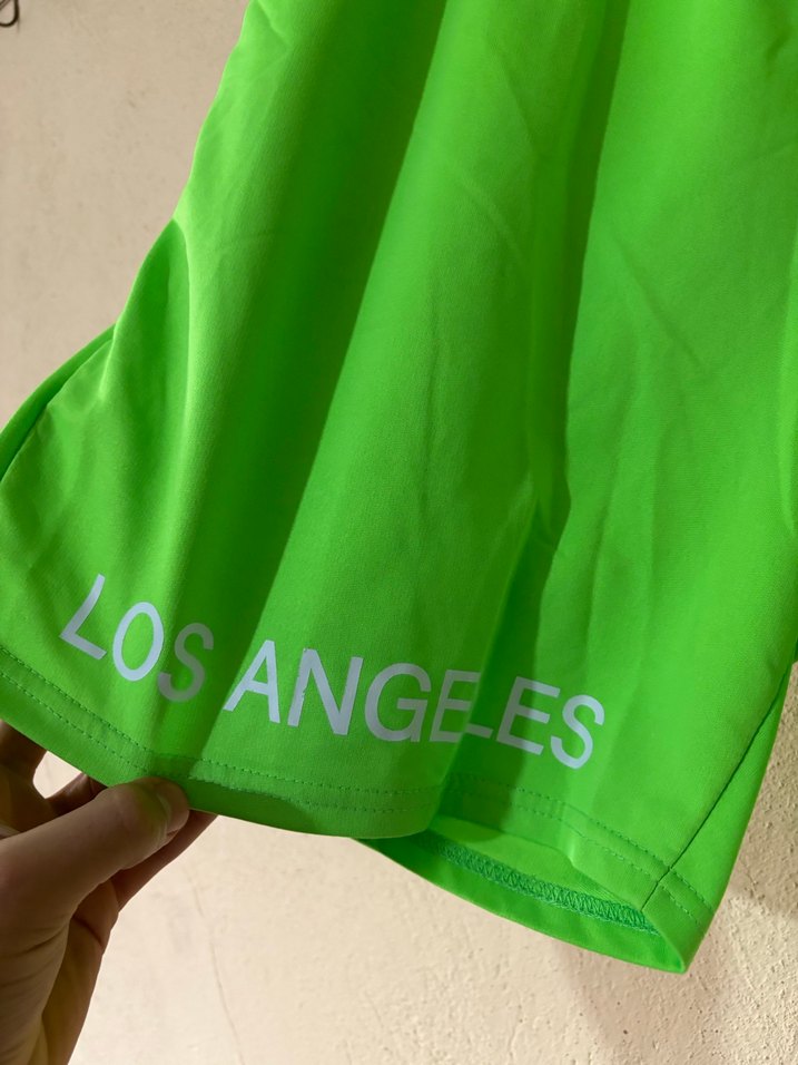 Renkli Yeşil Spor Şort LA Baskılı - Görsel 2