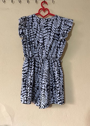 Kadın Gri Zebra Desenli Kısa Tulum - Görsel 4