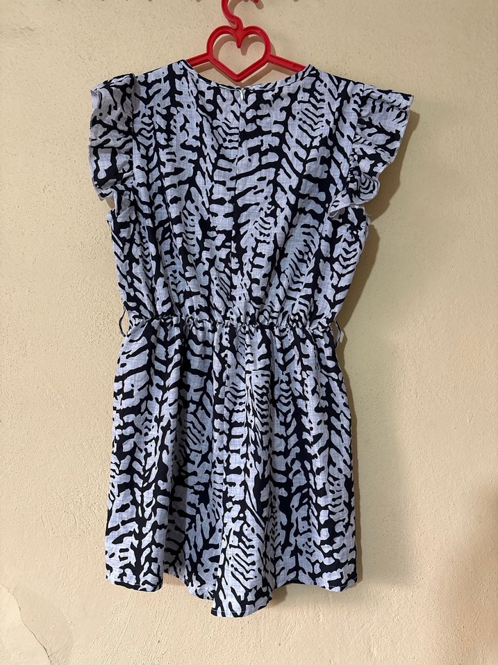 Kadın Gri Zebra Desenli Kısa Tulum - Görsel 5