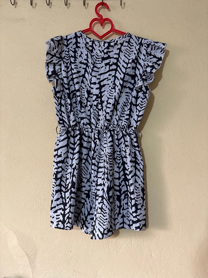 Kadın Gri Zebra Desenli Kısa Tulum - Görsel 4