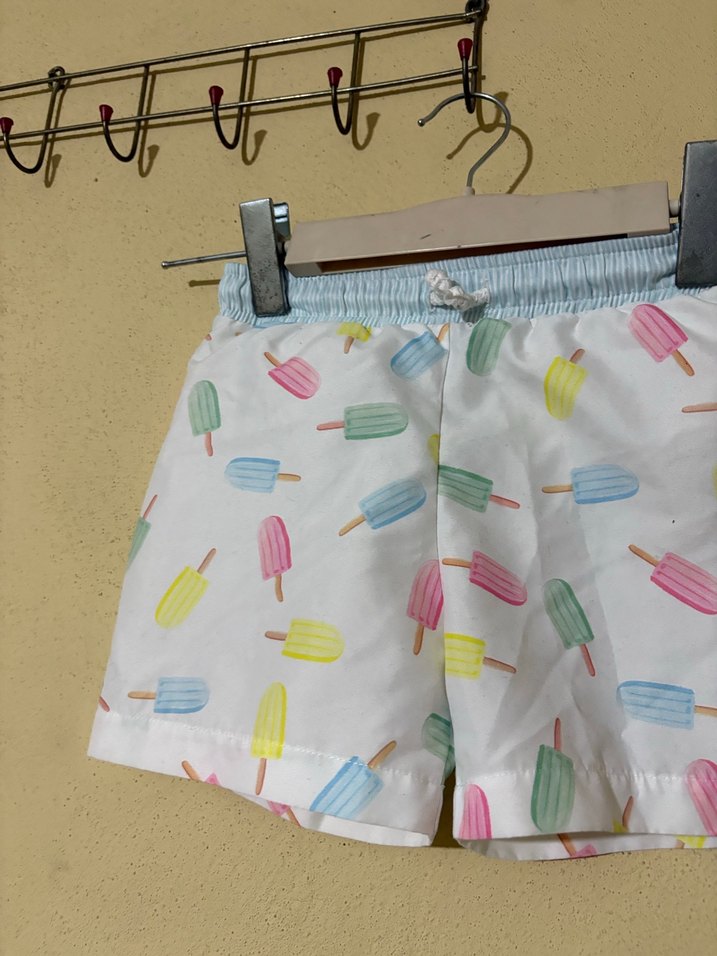 Kız Çocuk Pastel Renkli Dondurma Desenli Şort - Görsel 2
