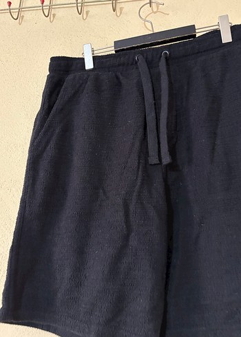 Lacivert Keten Rahat Kesim Midi Şort - Görsel 2