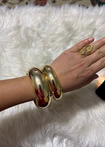 Altın Renkli Elastik Kadın Bileklik - Görsel 5