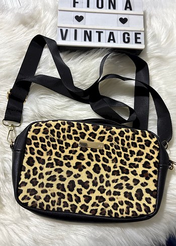 Siyah Leopar Desenli Kadın Deri Çanta - Görsel 2