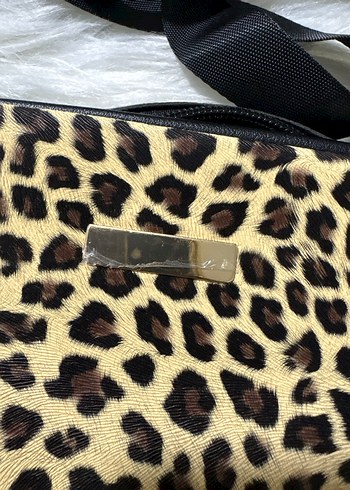 Siyah Leopar Desenli Kadın Deri Çanta - Görsel 3