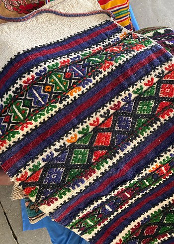 El örmesi antika Renkli Desenli heybe - Görsel 4