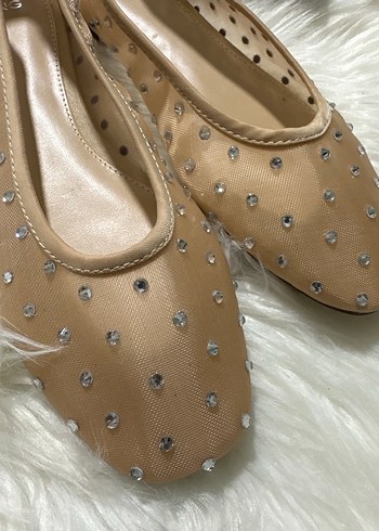 Mango marka Bej Payetli Stiletto Topuklu Kadın Babet - Görsel 8