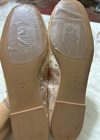 Mango marka Bej Payetli Stiletto Topuklu Kadın Babet - Görsel 5