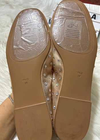 Mango marka Bej Payetli Stiletto Topuklu Kadın Babet - Görsel 4