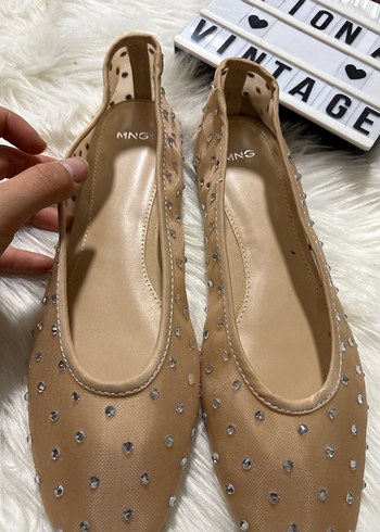 Mango marka Bej Payetli Stiletto Topuklu Kadın Babet - Görsel 2