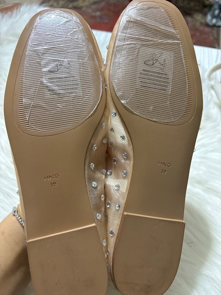 Mango marka Bej Payetli Stiletto Topuklu Kadın Babet - Görsel 5