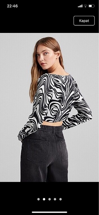 xs Beden Zebra Desen Saten Crop
