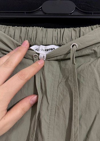 Kadın Haki Uzun Keten Etek - Görsel 3