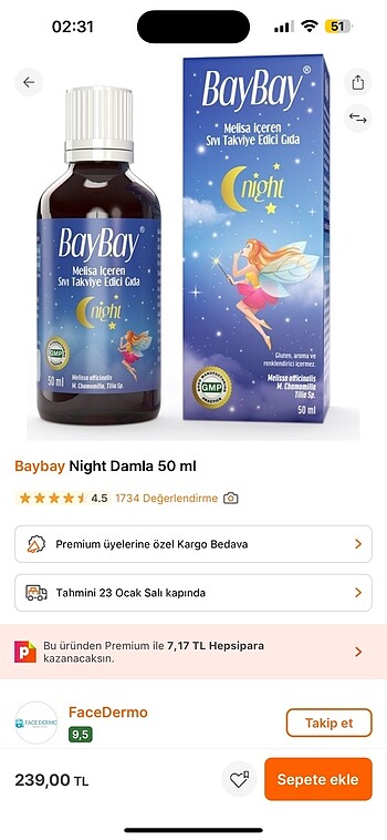 Çoçuk bebek uyku damlası