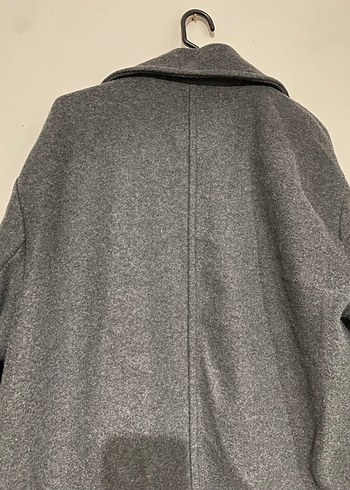Zara Gri Düğmeli Uzun Kaban - Görsel 9