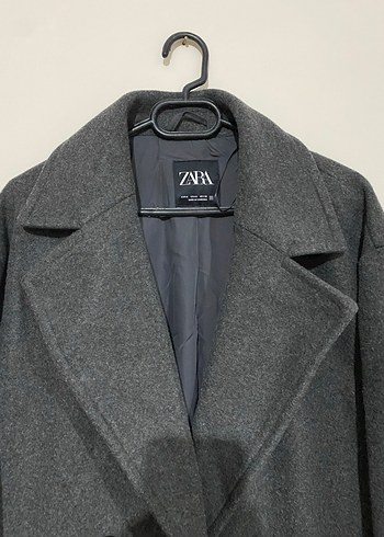 Zara Gri Düğmeli Uzun Kaban - Görsel 5