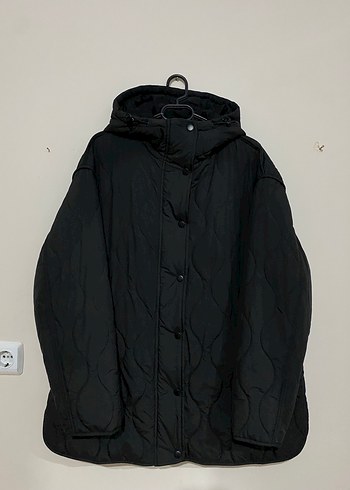 Siyah Kapüşonlu Düğmeli Kadın Ceket - Görsel 2