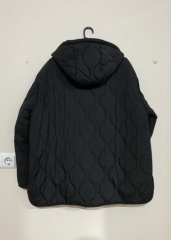 Siyah Kapüşonlu Düğmeli Kadın Ceket - Görsel 6