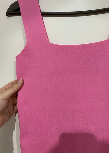 Pembe Mini Düz Kesim Kadın Atlet - Görsel 2