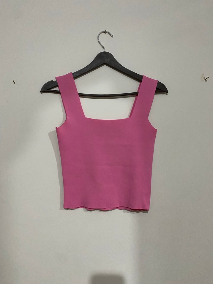 Pembe Mini Düz Kesim Kadın Atlet - Görsel 3