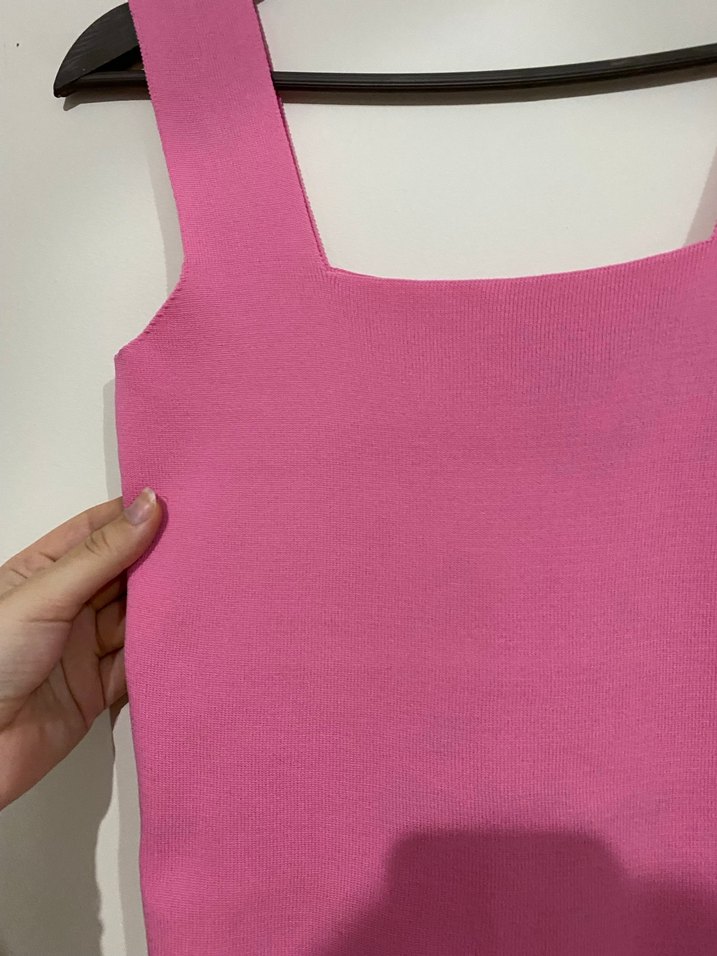 Pembe Mini Düz Kesim Kadın Atlet - Görsel 2