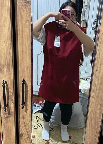 Bordo Kolsuz Midi Elbise - Görsel 8