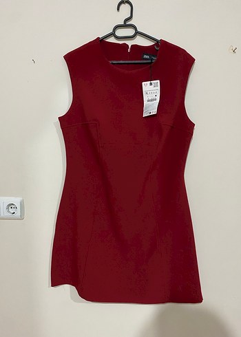 Bordo Kolsuz Midi Elbise - Görsel 4