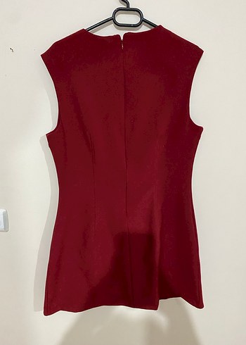 Bordo Kolsuz Midi Elbise - Görsel 6